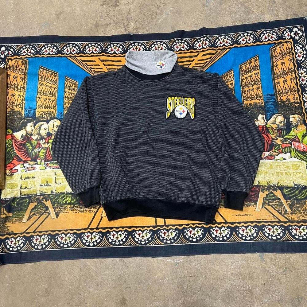 Vintage Pittsburgh Steelers black turtleneck sweatshirt Size medium 90s majestic